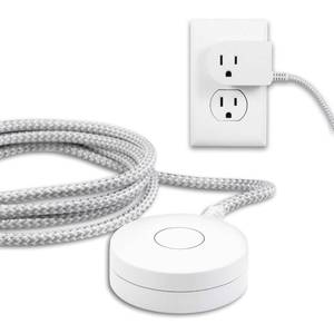 lot 40893 image: Philips Grounded Plug with Braided Cord, 6 Ft Long Power Cable, ONOff Switch, for Tabletop or Wall Mount, Perfect for LampsSeasonal Lights, 3 Prong,Slip Resistant Base,SPS1611WA37,White