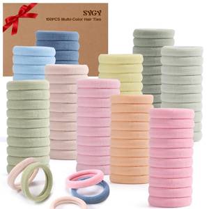 lot 40915 image: 50PCS Elastic Hair Accessories - Seamless Cotton Hair Bands, Soft Ponytail Holders for ThickThin Hair, No Damage Morandi Color Elastics for Women and Girls