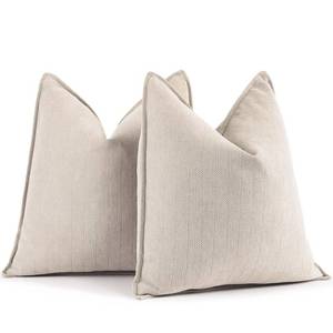 lot 40937 image: ZWJD Beige Pillow Covers 18x18 Inch Set of 2 Chenille Throw Pillow Covers with Elegant Design Soft and Luxurious Decorative Throw Pillows for Couch, Bed, and Home Decor(Beige)