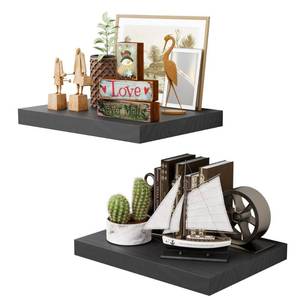 lot 40950 image: ONLY ONE, JUST SHELF Sumbame Black 12 Inch Deep Floating Shelves for Wall Set of 2, Rustic Wood Shelving Live Edge Shelves Display for Wall Storage,Bathroom Wall Shelf Decor for Living Room,Bathroom,Kitchen, Office