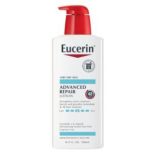 lot 40954 image: Eucerin Advanced Repair Body Lotion for Very Dry Skin, Unscented Lotion Formulated with Ceramides, 16.9 Fl Oz Bottle