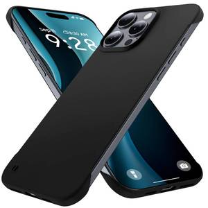 lot 40970 image: GRECAZO Slim Borderless for iPhone 16 Pro Phone Case 6.3(2024) Ultra-Thin Lightweight Frameless Matte Hard PC Cover Case with Pull Ring Shockproof Non Slip Rope,Suppor Wireless Charging-Black