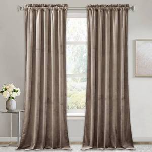 lot 40986 image: RYB Home Heavy Velvet Curtains 90 inches Long for Bedroom, Super Soft Luxury Drapes Room Darkening Thermal Insulating Window Decor for Living Room Kids Nursery, Taupe, W 52 x L 90, 1 Pair