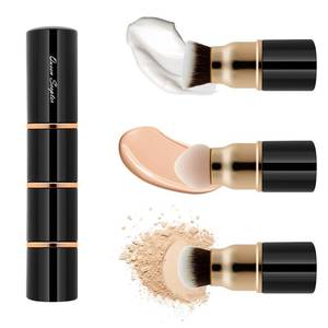 lot 40994 image: 3 in 1 Professional Liquid foundation Makeup Brush Set Kabuki Face Blush Foudation Brush Powder Sponge for PowderLiquidCream Travel Cosmetics Makeup Brushes with Cap