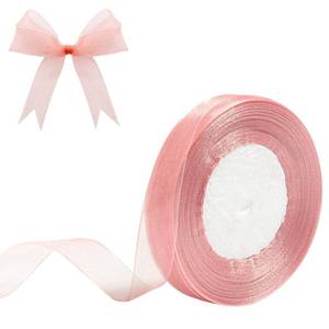 lot 41000 image: Hiswan Rose Gold Sheer Organza Ribbon for Gift Wrapping 58 inch 50 Yards Chiffon Ribbons for Flower Bouquet Crafts Ribbon for Wedding, Wreaths, Invitations, Christmas Halloween Decoration
