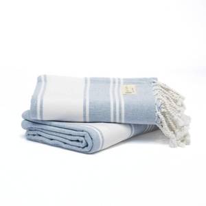 lot 41004 image: Salt Earth Cotton Turkish Beach Towel, Set of 2 Large, Bathroom, Beach Essentials, Gym, Quick Dry for Shower, Lightweight Large Towels for All (Sky Blue)