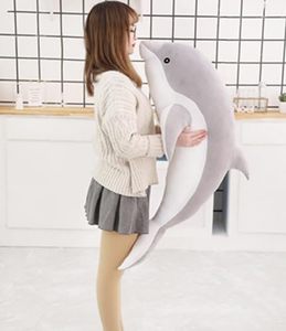 lot 41007 image: GracesDawn Dolphin Filled Animal Plush Pillow, Super Soft Doll, Large Marine Animal Plush Toy, Suitable as a Sleeping mat Gift for Boys and girls39 inches Long (Grey)