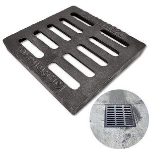 lot 41008 image: MOSINSBO Cast Iron Drain Grate for NDS Catch Basin, 9x9 Outdoor Drain Cover for Polylok, B Class Replacement Sewer Grate, Durable Heavy Duty Channel Grate, Black Square Drainage Grate for Driveway