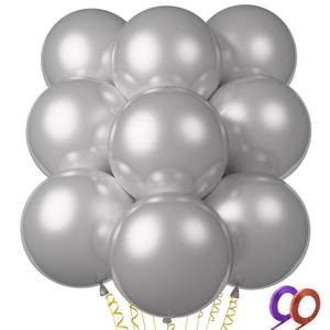 lot 41016 image: 32Pcs Pearl Silver Big Balloons 18 Inch, Silver Round Large Latex Party Balloons for Birthday Wedding Decorations.