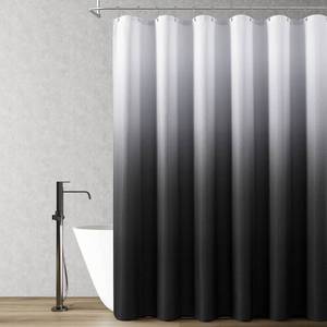 lot 41020 image: Black Shower Curtains Black and White Ombre Bath Curtains for Bathroom, Textured Fabric Shower Curtain Liner with 12 Hooks, Water Repellent, Machine Washable, 72 x 72 inch