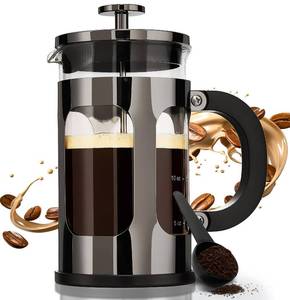lot 41023 image: BAYKA 21 Ounce 0.6 Liter French Press Coffee Tea Maker Small, Heat Resistant Thickened Borosilicate Glass Stainless Steel Single Serve Brewer, Cold Brew Cafetera Teapot, Dark Pewter