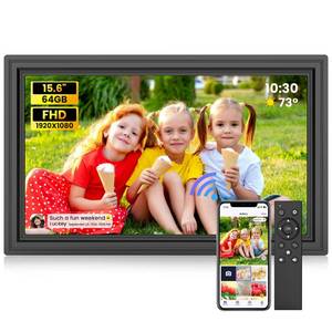 lot 41026 image: Uhale 15.6 Digital Picture Frame 64GB Storage 1920x1080 IPS FHD WiFi Electronic Photo Frame with Remote Control Wall-Mounted Support SD CardUSB Drive Share PhotosVideos Anywhere (No Touchscreen) - Retail $92.21