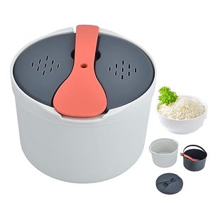 lot 41071 image: Microwave Rice Cooker Steamer, Microwave Pasta Cooker with Strainer, 2 L Microwave Cookware Set for Rice, Pasta, Vegetables, Quinoa, Oatmeal, Ramen Non stick (orange)
