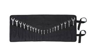 lot 41085 image: Tool Bag, Heavy Duty Waxed Canvas Wrench Tool Roll Up Pouch, Multi-Purpose Small Hand Tools Organizer Holder with 24 Pockets (Black)