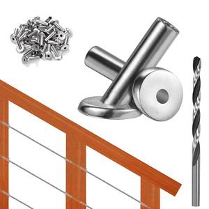 lot 41087 image: Steel DN Mate 30 Pack T316 Stainless Steel Cable Protector 45 Degree Angle Beveled Protector Sleeves, Protector Sleeve for 18 Cable Railing Hardware with a Drill Bit, Stair Railing Kit for Wood Post
