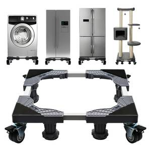 lot 41088 image: WBJKZJD Fridge Stand Mobile Base with 4 Locking Wheels and 4 Strong Feet, Adjustable Furniture Dolly for Washer Dryer Washing Machine Stand Pedestal, Refrigerator (Grey, Large)
