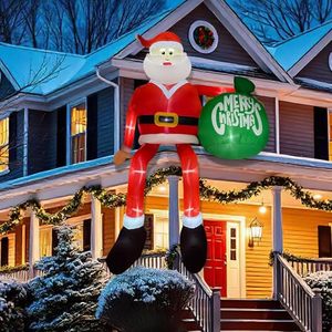 lot 41092 image: OurWarm 15FT Christmas Inflatable Outdoor Decoration, Climbing Santa Giant Christmas inflatables Christmas Blow Ups with LED Lights, Inflatable Christmas Decorations Outdoor for Lawn Yard Xmas Decor - Retail $118.83