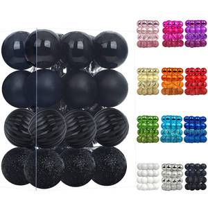 lot 41097 image: Emopeak Mini 20Pcs Christmas Balls Ornaments for Xmas Christmas Tree - 4 Style Shatterproof Christmas Tree Decorations Hanging Ball for Holiday Wedding Party Decoration (Black, 1.33.2CM)