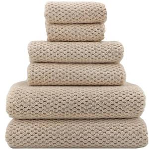 lot 41098 image: YTYC 29x59 Inch Bath Towels Set of 6 Large, Super Soft Absorbent Lint Free Microfiber Towels for Bathroom 80% Polyester (Beige,6 Piece)