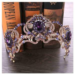 lot 41099 image: Yfe Wedding Bridal Crown Purple Retro Vintage Crowns and Tiaras for Women and Girls Prom Costume Headband