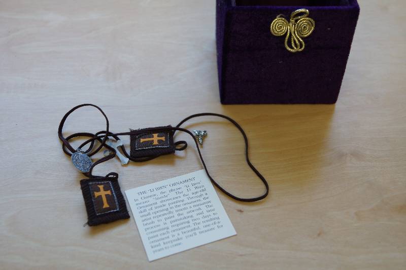 lot 411 image: Religious Necklace-  Charms and Pin