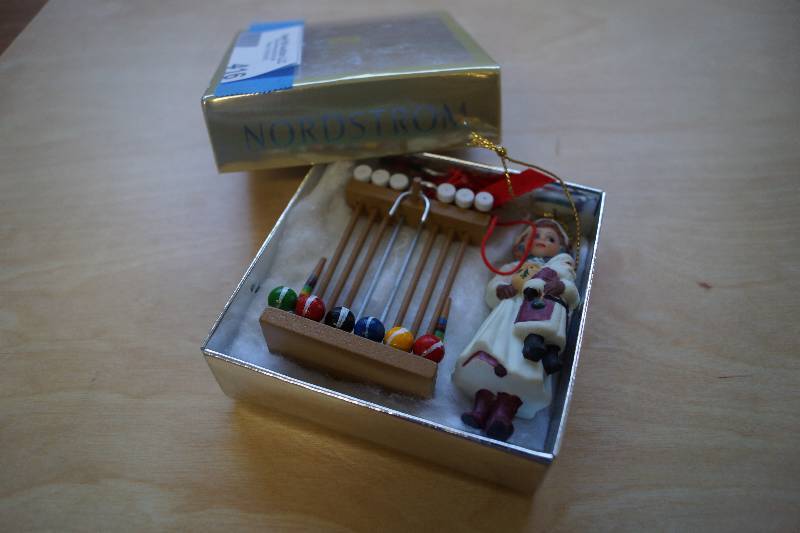 lot 416 image: Nordstoms- Girl and Croquet Game Set Christmas Ornament