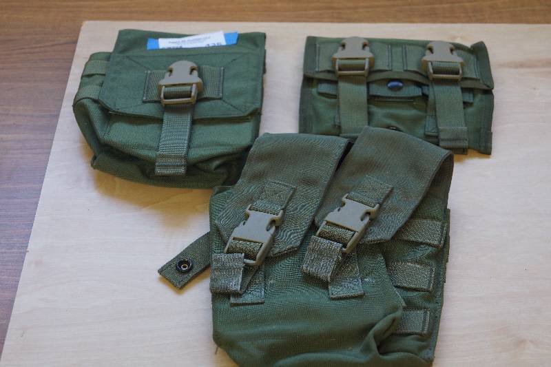 lot 436 image: Lot of 3 Green Ammo Pouches- All Different