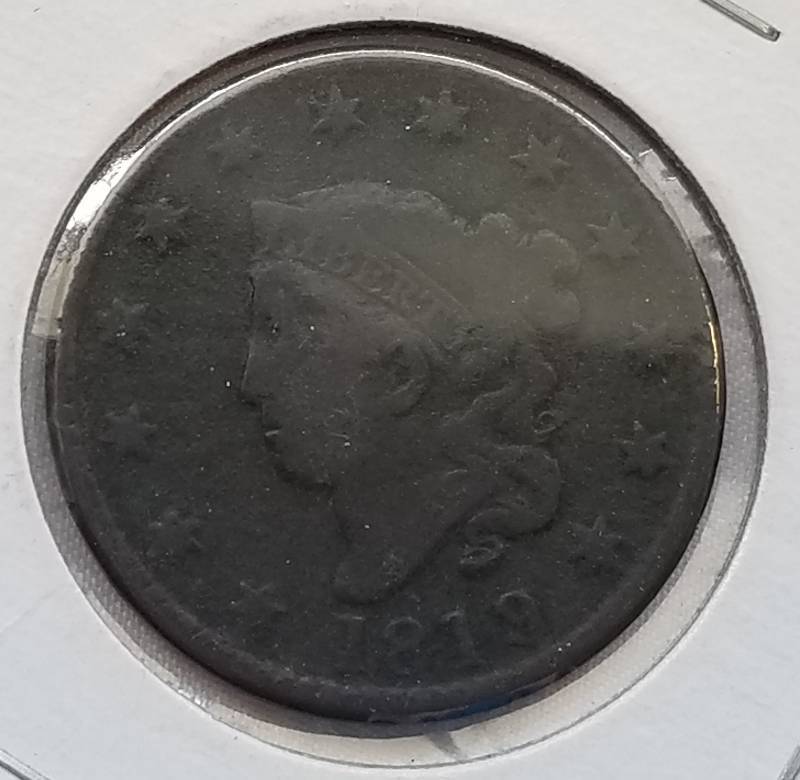 lot 335 image: SCARCE 1819 CORONET HEAD LARGE CENT- Coin