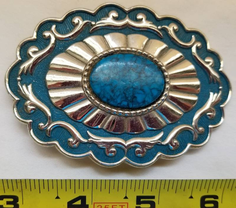 lot 338 image: TurquoiseSilver Beltbuckle