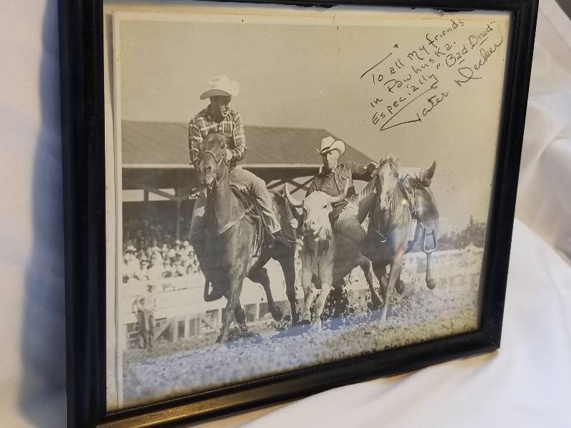 lot 348 image: Autographed Framed Photo of Rodeo Legend Tater Decker
