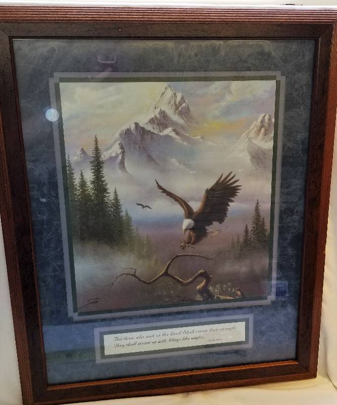 lot 357 image: 18x22 Framed Print- Eagle