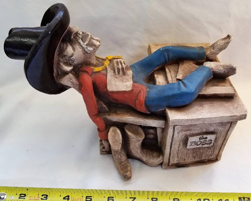 lot 366 image: Handcrafted Lazy Cowboy Statue- The Boss