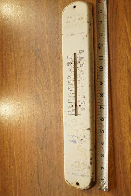 lot 10 image: Vintage Standard Oil Thermometer-Advertising   15 inchs  Great Patina
