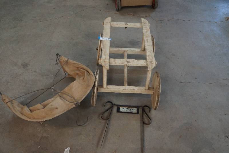 lot 68 image: Garden Cart  and Old Cool Mower Bag-  Decor for The Rustic Look