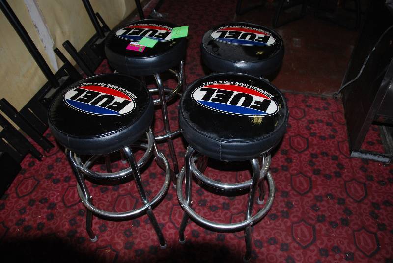 lot 5727 image: 4 Fuel Bar Height Stools w 3 padded Seat