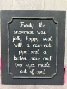 lot 47891 image: Frosty the Snowman Wood Picture