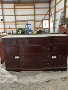 lot 47866 image: Antique Buffet with Glass Top