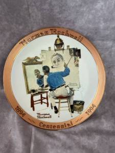lot 48053 image: Norman Rockwell Triple Self Portrait Plate