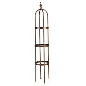 lot 22346 image: Evergreen Garden 5 ft Metal Garden Obelisk Trellis for Climbing Plants Vines, Clematis & Flowers  Outdoor & Indoor Plant Trellis for Potted Plants  Floral Pattern Arch Trellis (Antique Copper)