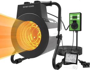 lot 22352 image: Electric Greenhouse Heater with Thermostat - 1500W Stainless Steel Outdoor Fan Heater, Fast Heating, Overheat Protection, Heating for Garage, Flower Room, Grow Tent
