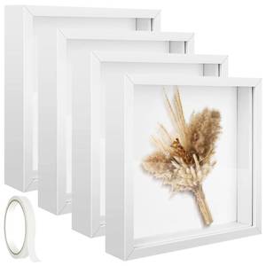 lot 22355 image: 4 Pack 12x12 Shadow Box Frame, Wood Deep Large Shadow Box Display Case with Plexiglass Window, 3D Picture Frame for Memorabilia, Dried Flowers, DIY Craft, Wedding Memories Photos and Baby Items