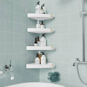 lot 22359 image: Sotfamily Shower Caddy Corner, 4 Pack Adhesive Corner Shower Shelves for Bathroom Organizers and Storage, Rust Free Plastic Rack for Bathroom Accessories & Decor, White
