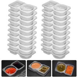 lot 22375 image: UVHJW 20 Set Reusable Snack Containers, 2-Compartment Dipping Containers with Lid for Refrigeration, Portion Control, Outdoor Takeaway Sauce Dip Case