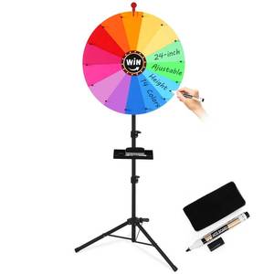 lot 22380 image: GADFISH 24-inch Spinning Prize Wheel, Ajustable 37-65 Height Spin Doodle Game Spinner, Storable Prize Wheel Spinner with Stand, Wheel of Fortune Game, 14 Colors