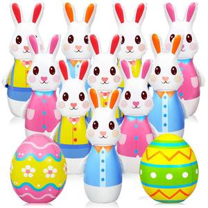 lot 22383 image: Shappy 12 Pcs 28 Inch Easter Bunny Giant Inflatable Bowling Set Inflatable Bowling Easter Game for Kids Adults Family,10 Pins and 2 Balls for Easter Party Games Indoor Outdoor Holiday Activities