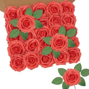 lot 22389 image: N&T NIETING Artificial Flowers 25pcs Real Looking Coral Foam Fake Roses with Stems for DIY Wedding Bouquets Bridal Shower Centerpieces Floral Arrangements Party Tables Home Decorations