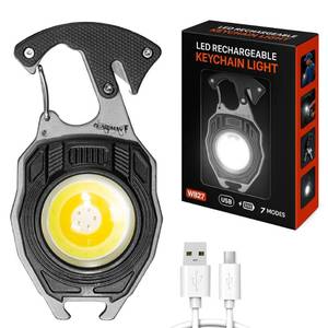 lot 22408 image: GUARDMAN Fathers Day Gift for Dad - Multitool Survival keychain Tool with COB LED Flashlight, Carabiner, Fire Starter, Screwdriver, Whistle, Bottle Opener - Camping &amp Outdoor Multi Tool Gear