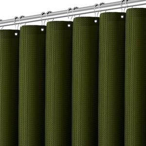 lot 22411 image: PANGSINNE Waffle Shower Curtain Deep Green, Stall Shower Curtain, Heavy Duty Fabric Shower Curtains, Hotel Quality Bathroom Army Green Shower Curtains, 60 x 72 Inches