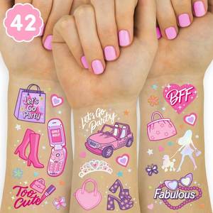 lot 22412 image: xo, Fetti Pink Temporary Tattoos for Girls - 42 styles  Pink Birthday Party Supplies, Party Favors, Cute Decorations, Easter Basket
