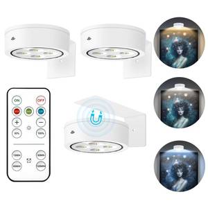 lot 22436 image: 3Pcs Picture Light Battery Operated, Wireless Led Painting Light with Remote Dimmable and Timer, 3 Lighting Modes Art Display Light for Picture Frame Artworking Portrait, Wall Decorative Puck Lights